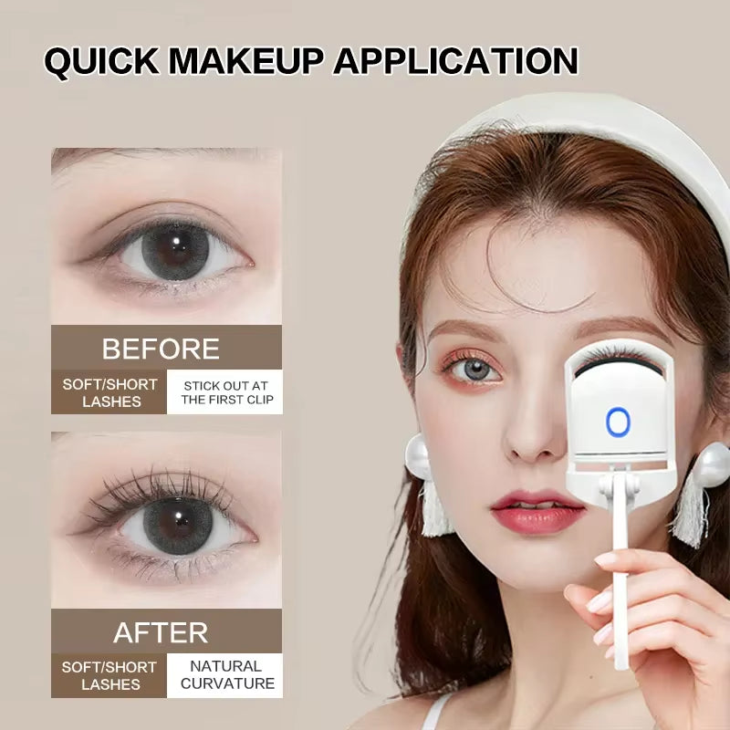 1Pc Heated Eyelash Curler Electric Eye Lash Curler Quick Natural Curling for Long Lasting with Sensing Heating Silicone Pad